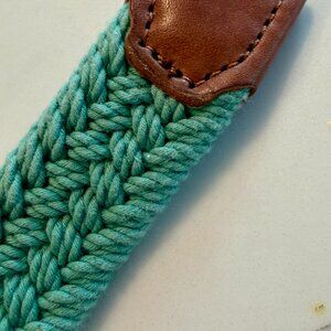 J. Crew Like New Green Braided/Leather L-XL Belt 35" long